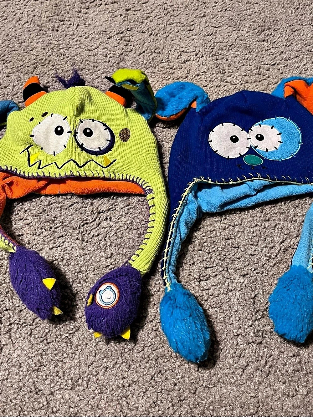 Kids Character Earflap Hats in Blue & Green